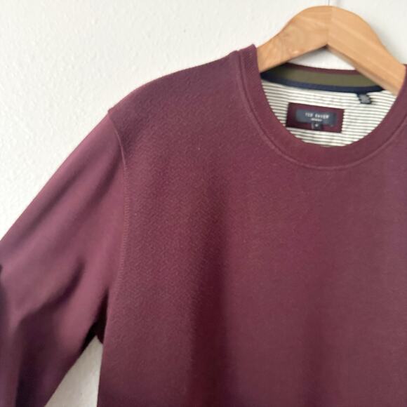 Ted Baker Men’s Size 6 Maroon Mixed Texture Pullover Sweater US Size XXL - Picture 4 of 8